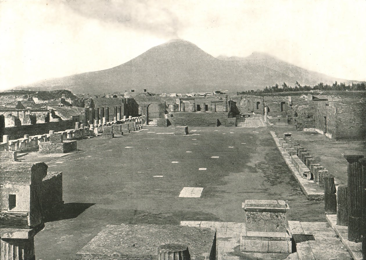 Forumet i Pompeii og Vesuv, Italia, 1895. av Unbekannt