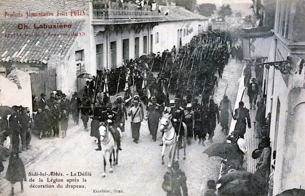 Den franske fremmedlegionen paraderer gjennom gatene i Sidi Bel Abbes, Algerie, 1906 av Unbekannt