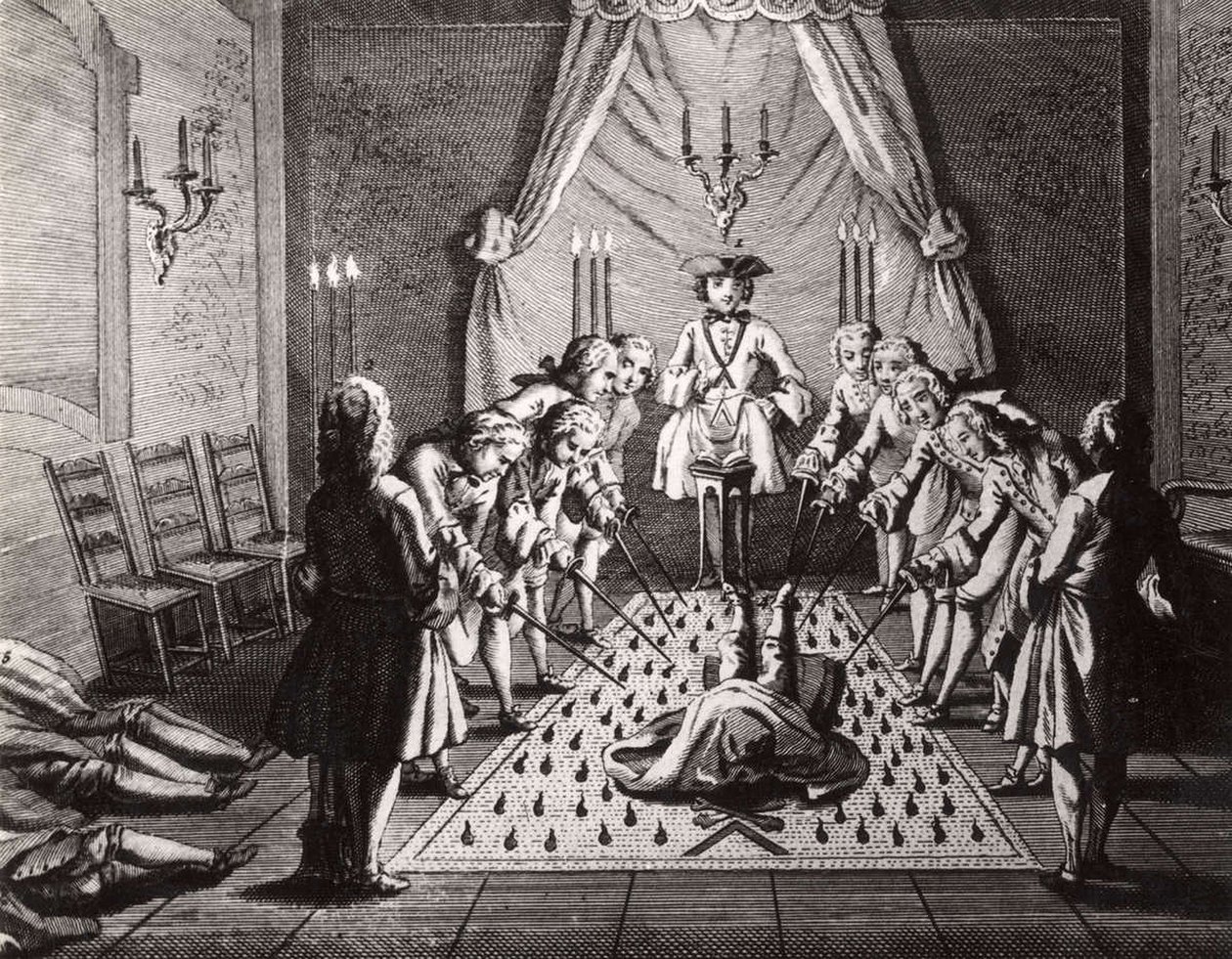 Den franske frimurers innvielsesseremoni, 1700-tallet av Unbekannt