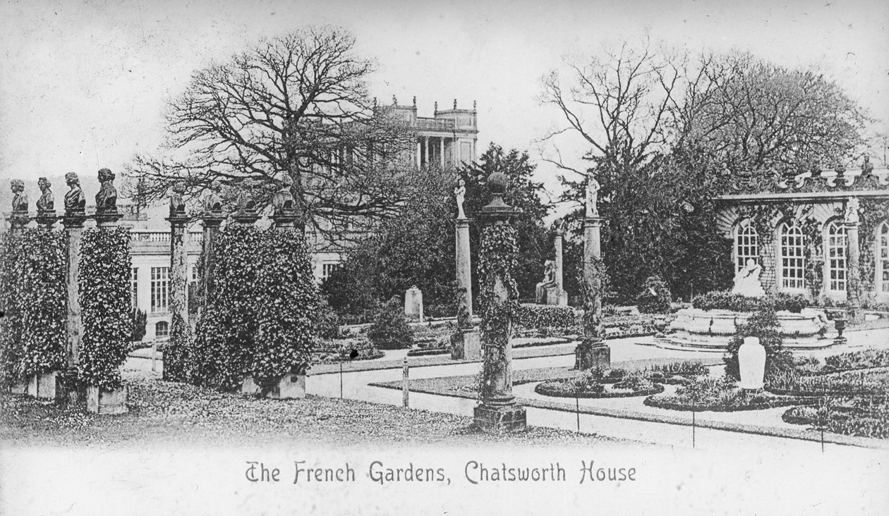 The French Gardens, Chatsworth House, Derbyshire, slutten av 1800- eller begynnelsen av 1900-tallet av Unbekannt