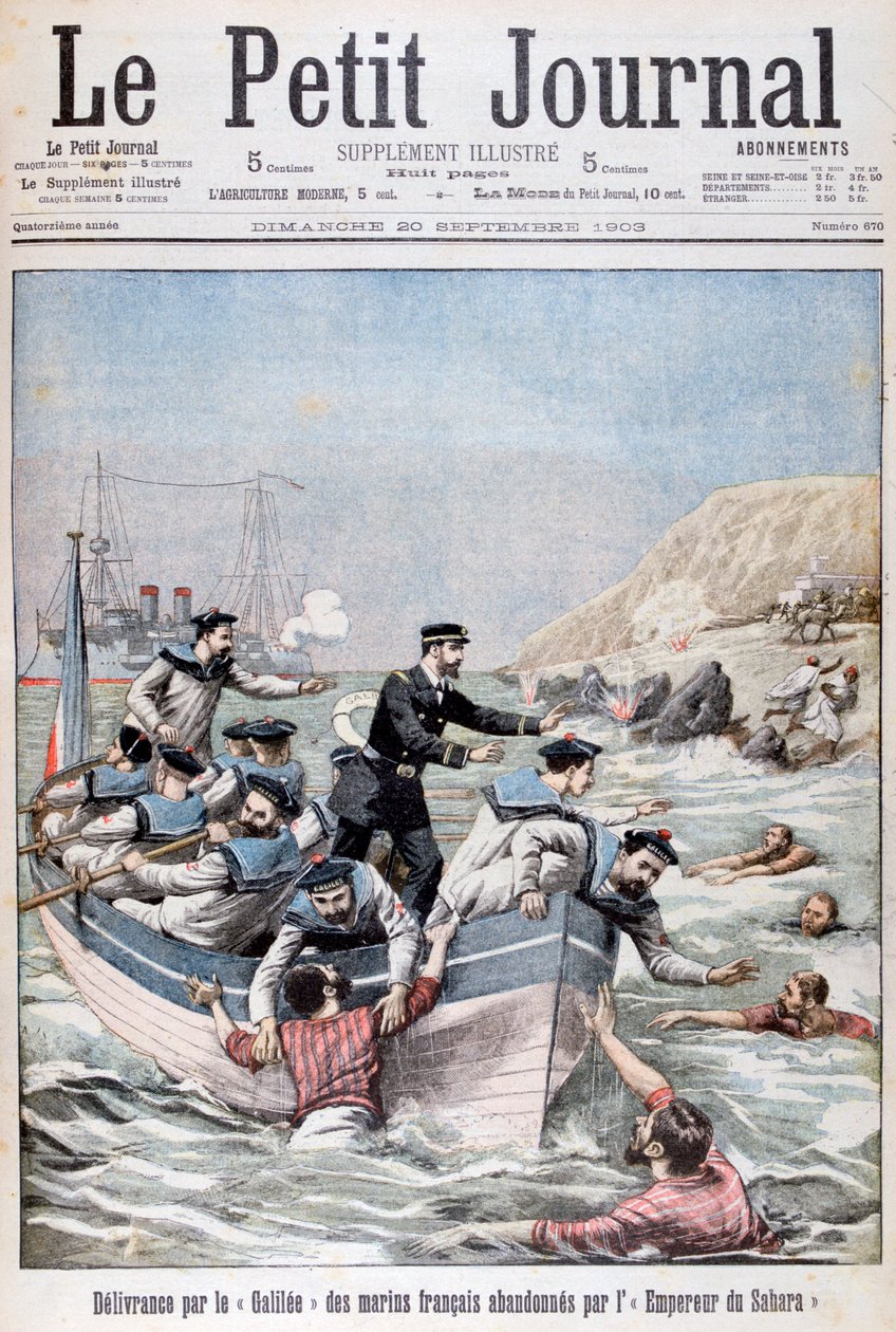 Den franske Linois Class-krysseren Galilea redder franske sjømenn, 1903 av Unbekannt