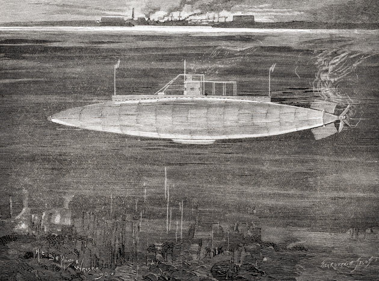 Den franske marinens ubåt Gustave Zédé, som ble skutt opp i 1900. av Unbekannt