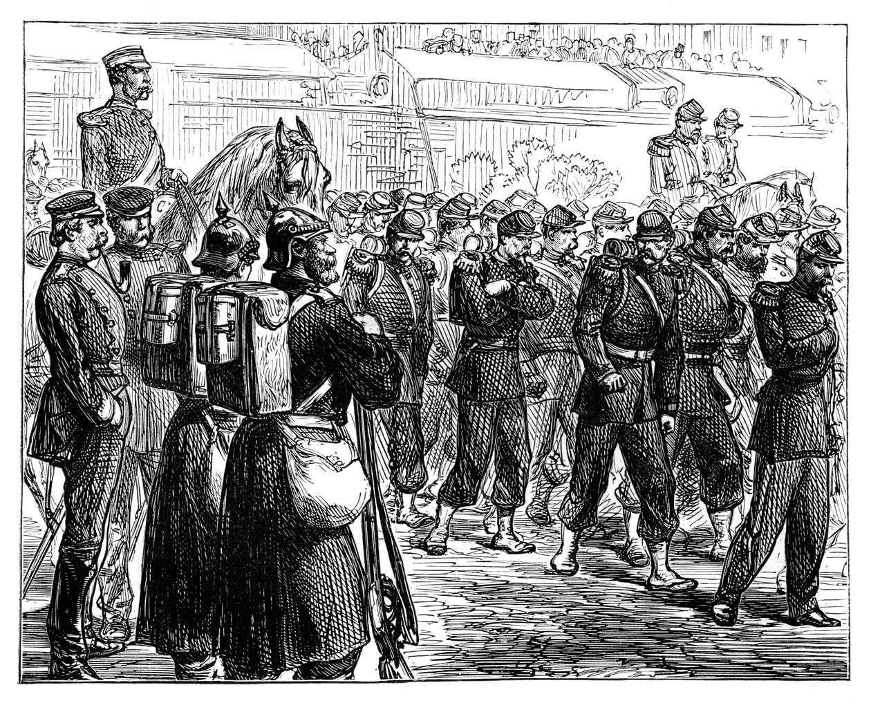 De franske troppene forlater Metz, ca 1870 av Unbekannt