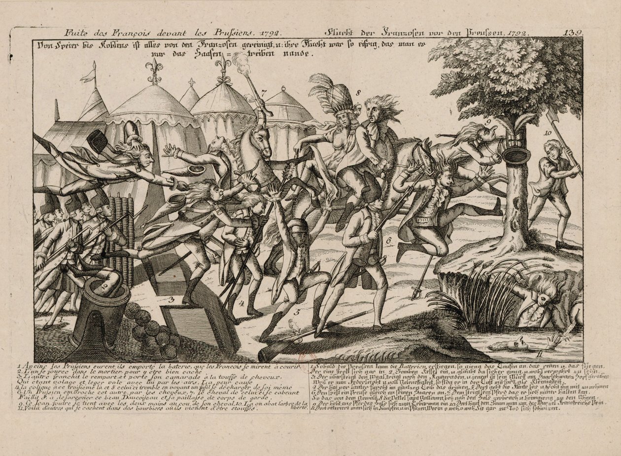 Den franske flukten fra prøysserne i 1792, ca 1792. av Unbekannt