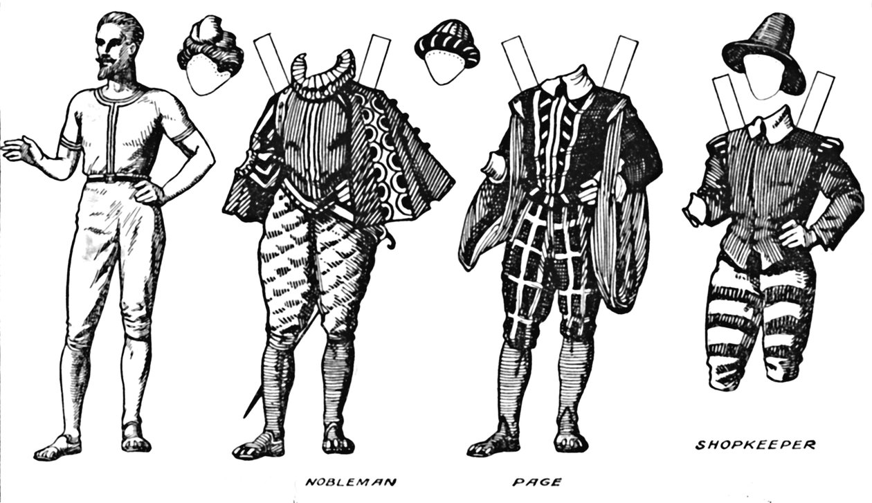 The Gallery of British Costume: Kjole slitt på slutten av det sekstende århundre, c1934 av Unbekannt