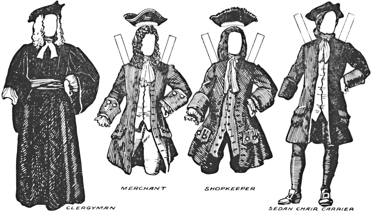 The Gallery of British Costume: Noen av kjolene slitt i Annes Reign, c1934 av Unbekannt