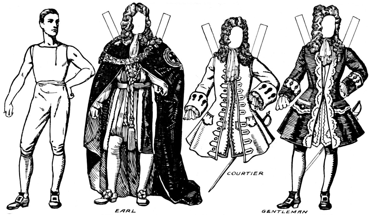 The Gallery of British Costume: Noen av kjolene slitt i Annes Reign, c1934 av Unbekannt