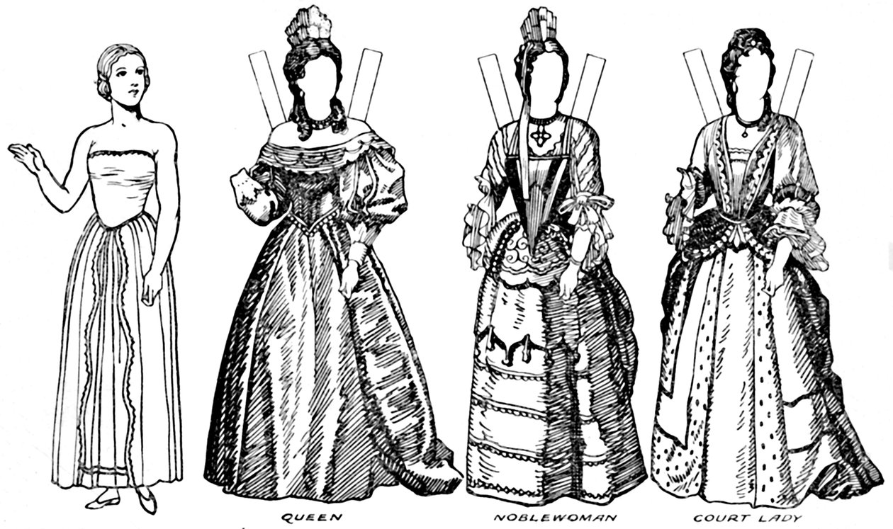 The Gallery of English Costume: Noen av kjolene som ble brukt i William IIIs tid, c1934 av Unbekannt