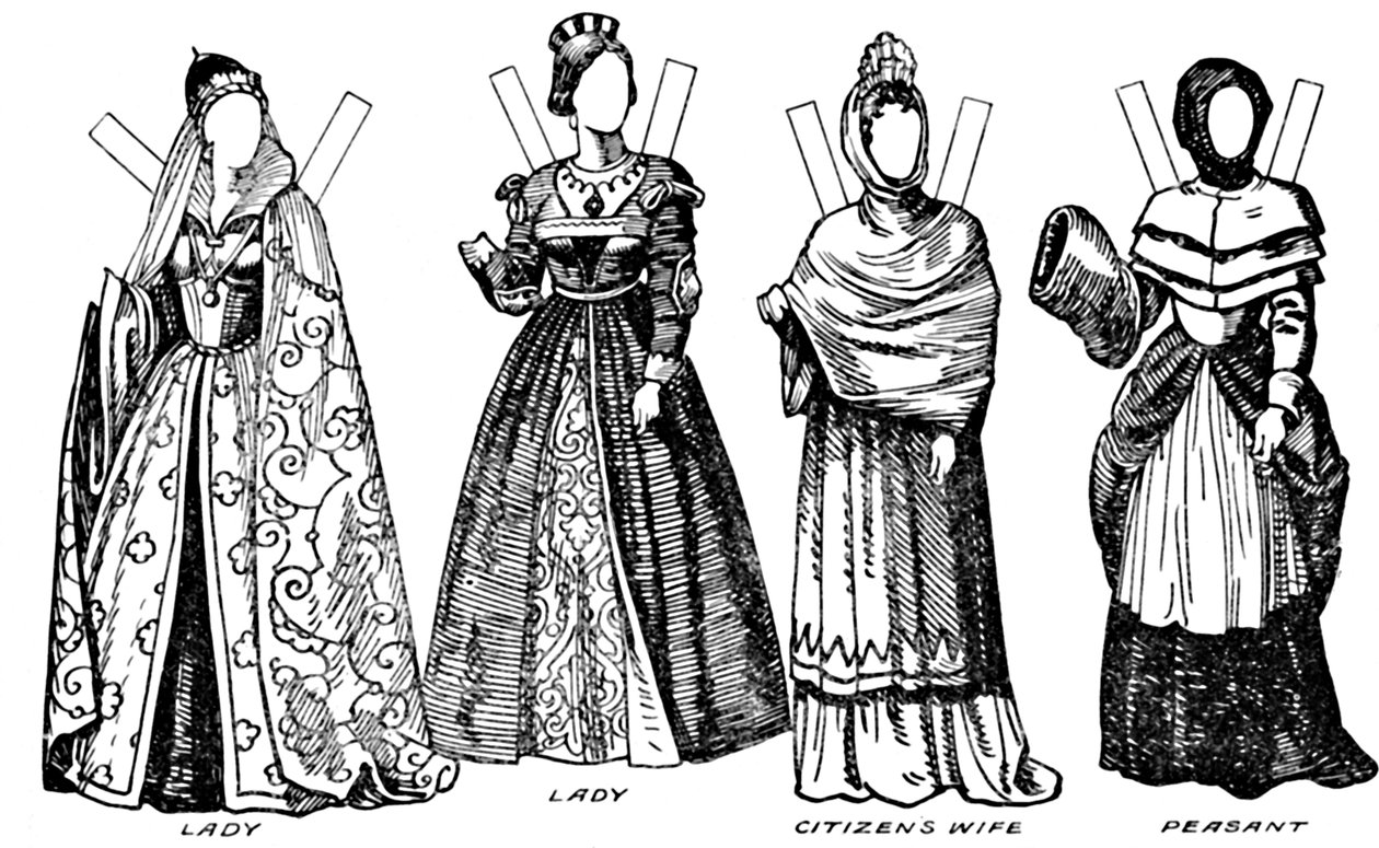 The Gallery of English Costume: Noen av kjolene som ble brukt i William IIIs tid, c1934 av Unbekannt