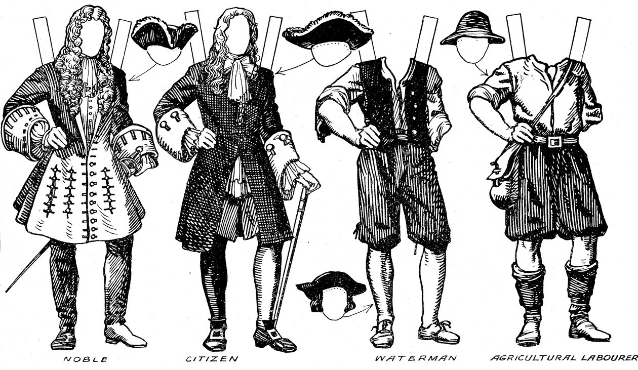 The Gallery of English Costume: Noen av kjolene som ble brukt i William IIIs tid, c1934 av Unbekannt