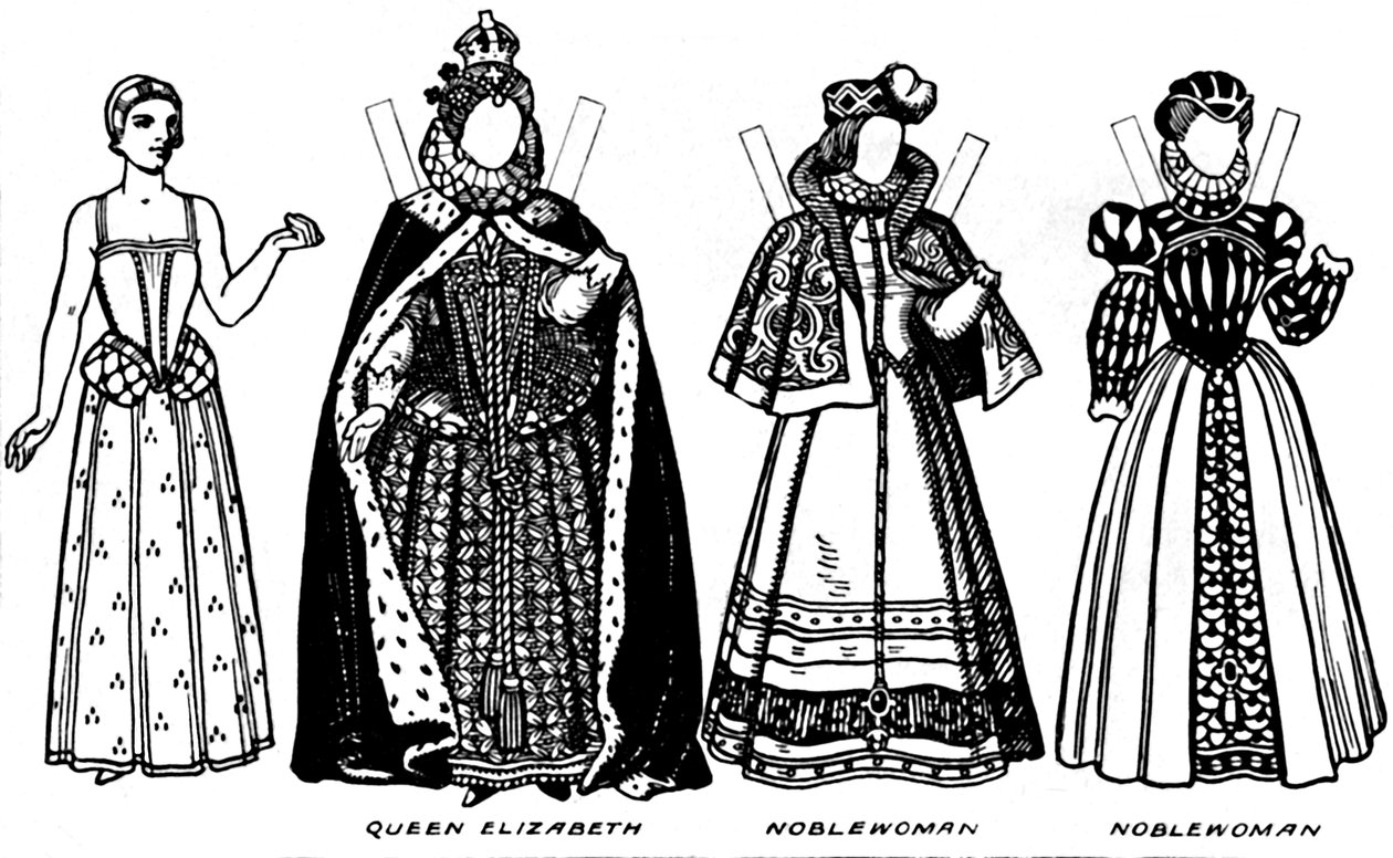 The Gallery of Historic Costume: Noen av kjolene slitt i Elizabeth
