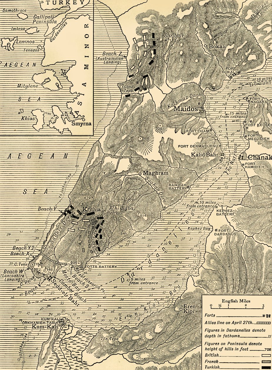 Gallipoli-kampanjen, første verdenskrig, 1915, c1920. av Unbekannt