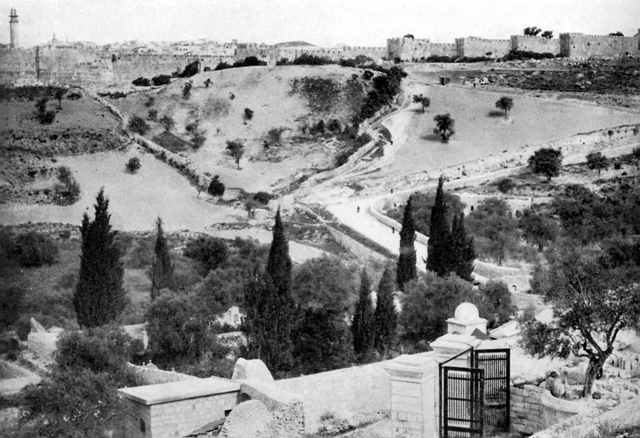 Getsemane hage og den hellige by Jerusalem, 1926 av Unbekannt