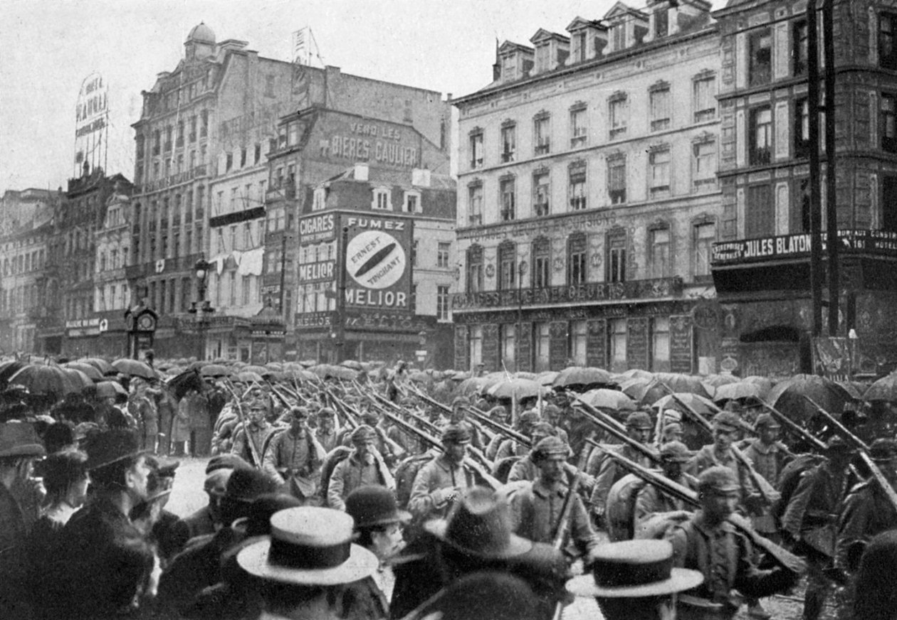 Den tyske hæren marsjerte gjennom Brussel, første verdenskrig, c1914 1920 av Unbekannt