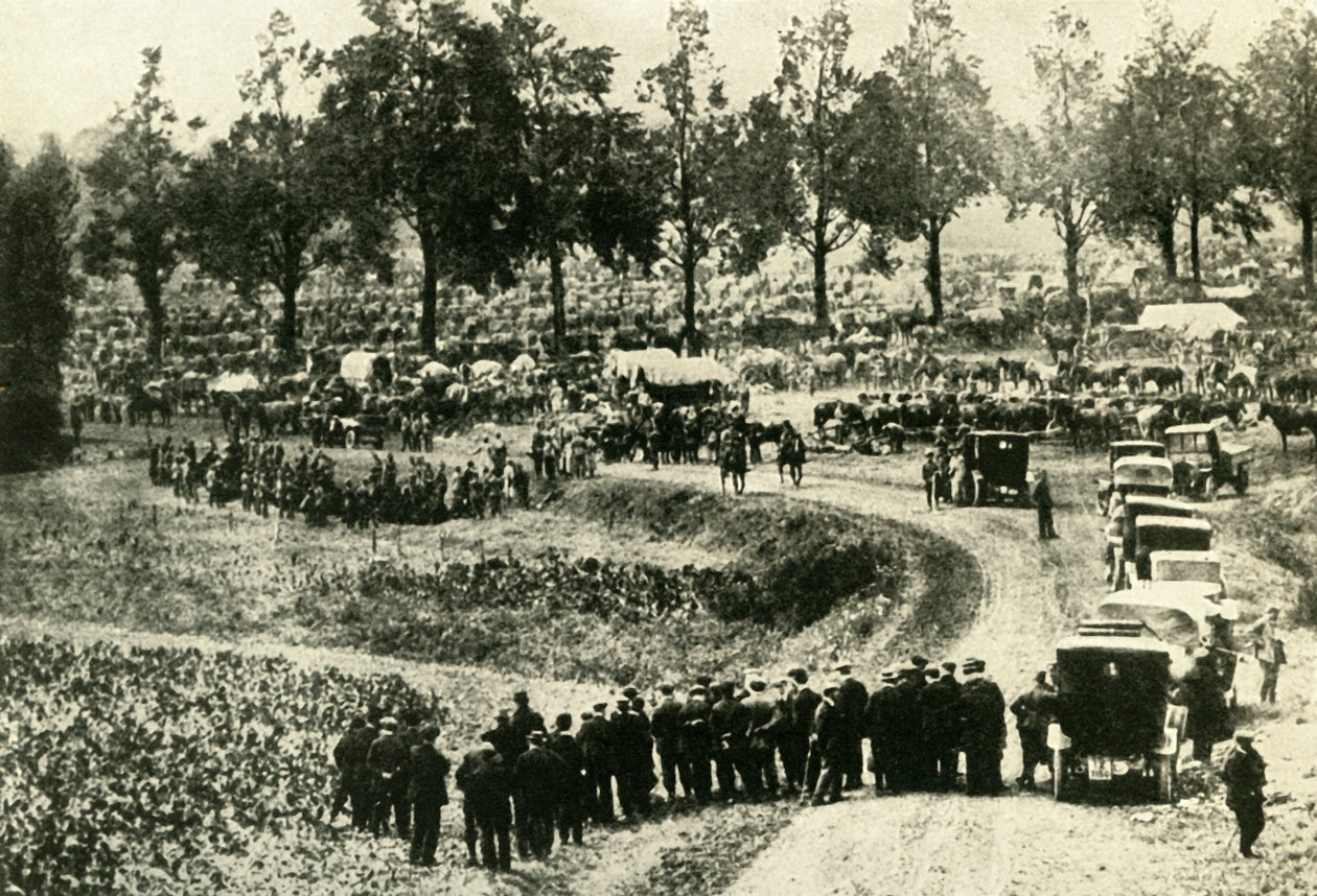 Tyskerne arresterer sivile ved Visé i Belgia, august 1914, c1920. av Unbekannt
