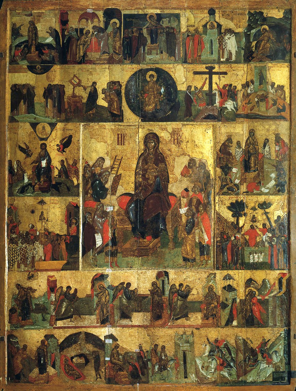 The Glorification of the Virgin, Akathist Hymn to the Aller Helligste Theotokos, 1300-tallet av Unbekannt