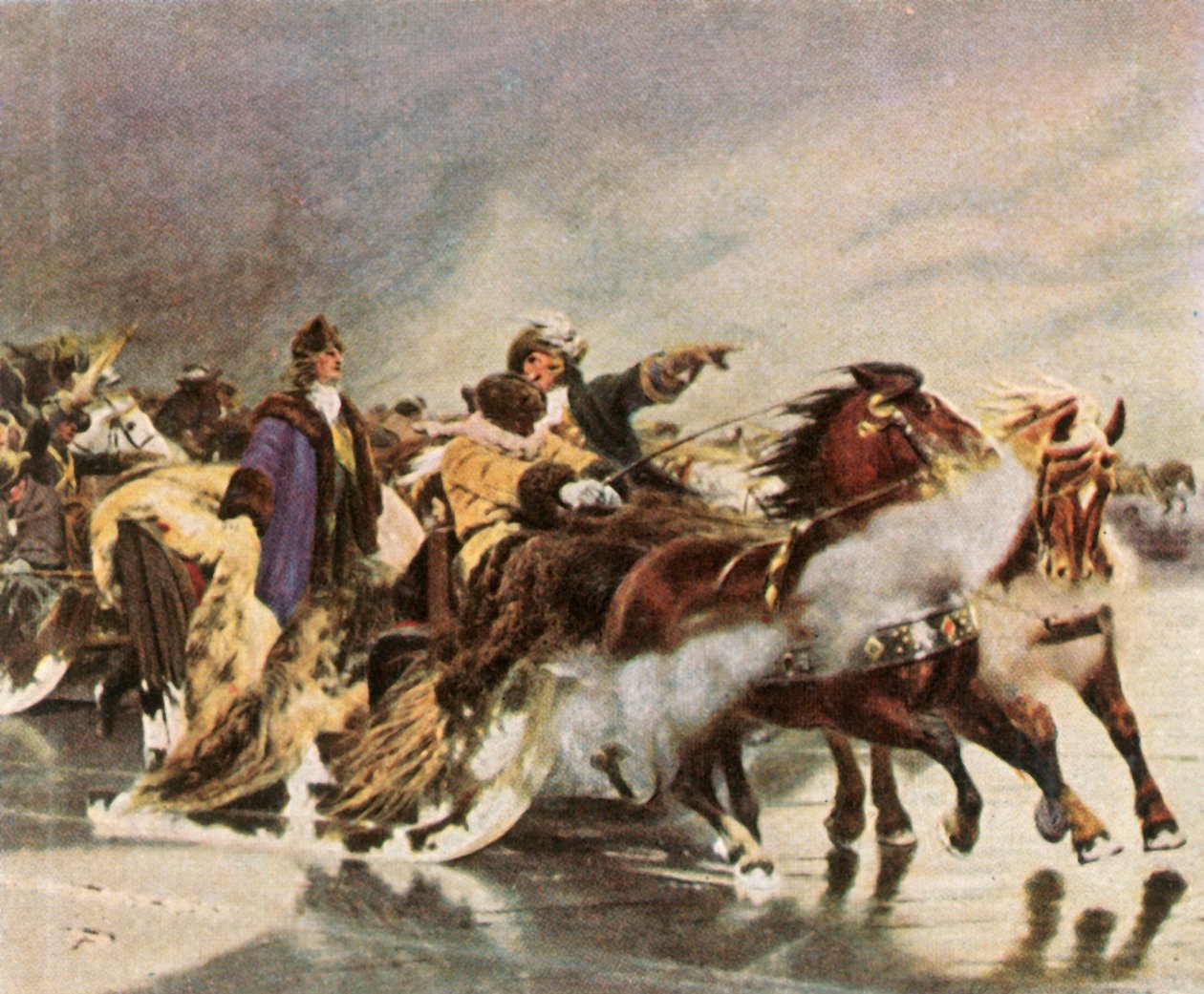 Den store kurfyrsten krysser den kuriske lagunen, januar 1679, 1936. av Unbekannt