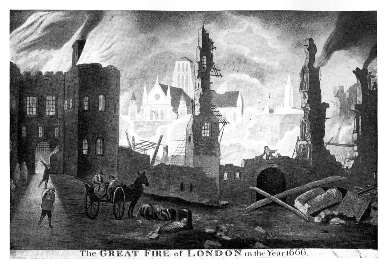 Den store brannen i London i år 1666, 1800-tallet av Unbekannt