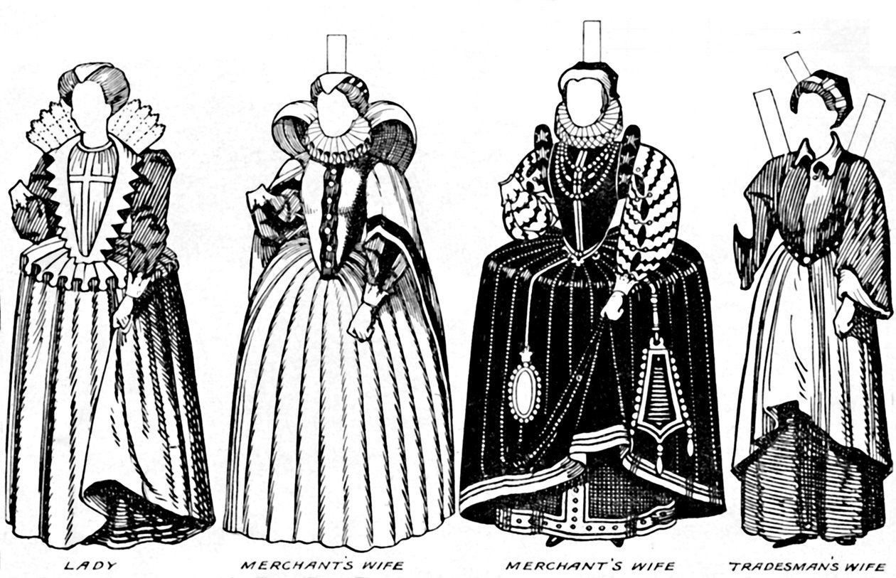 The Great Gallery of Costume: Varied Dresses Worn in the Days of Elizabeth, c1934 av Unbekannt