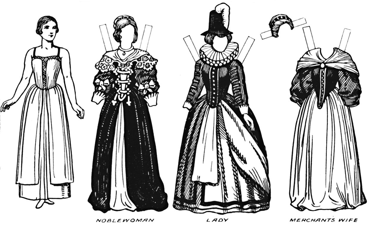 The Great Gallery of Historic Costume: Kjole slitt i James The Firsts Reign, c1934 av Unbekannt