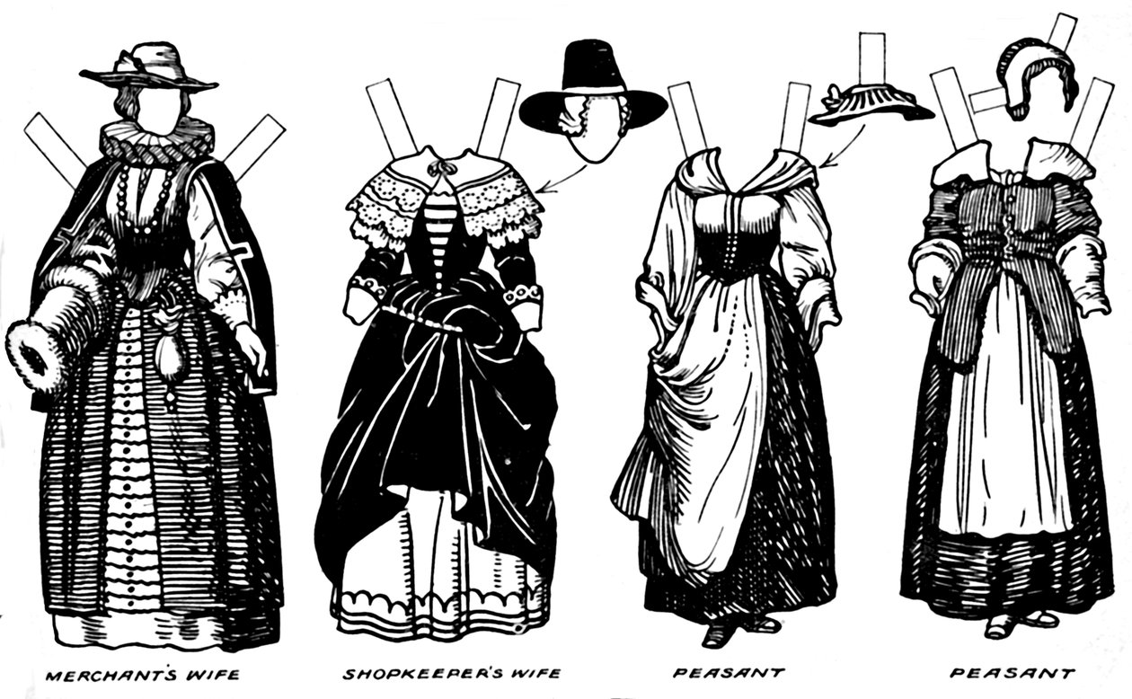 The Great Gallery of Historic Costume: Kjole slitt i James The Firsts Reign, c1934 av Unbekannt