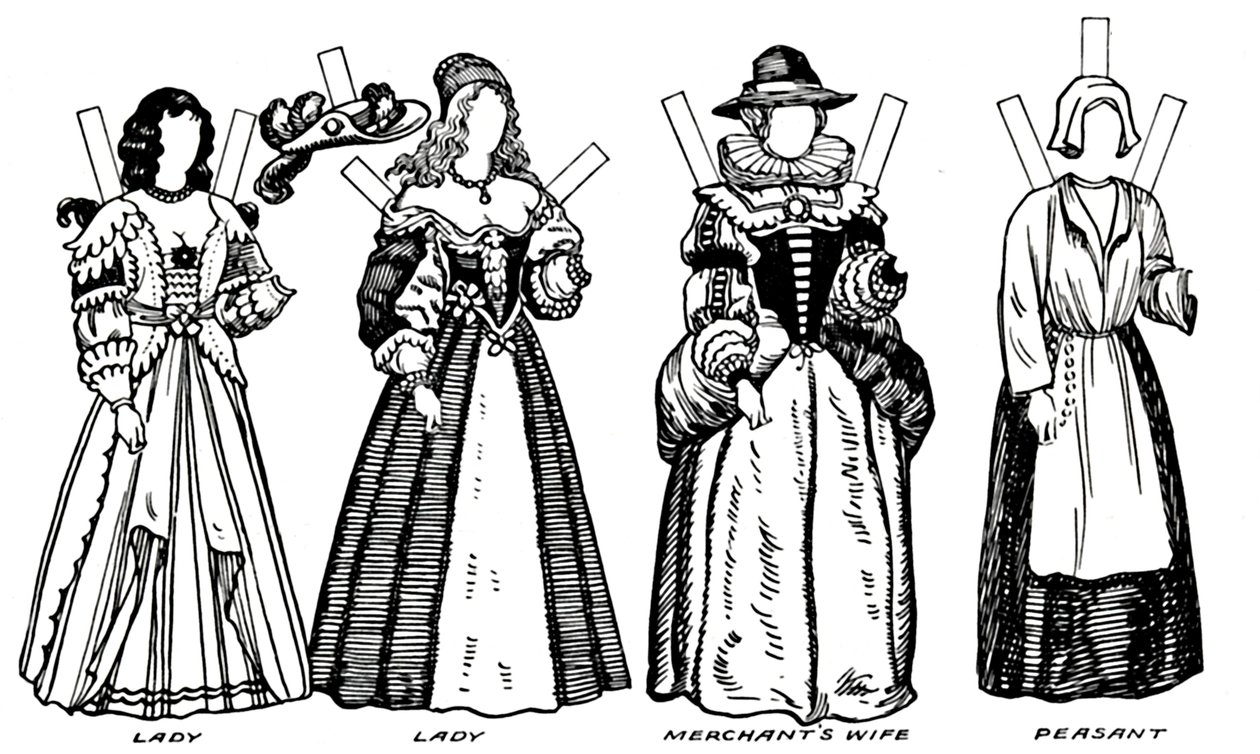 The Great Gallery of Historic Costume: Noen kjoler av Charles The Firsts Time, c1934 av Unbekannt