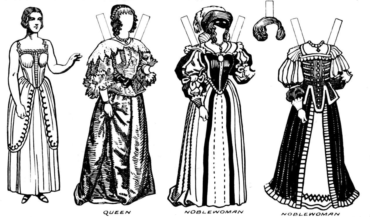The Great Gallery of Historic Costume: Noen kjoler av Charles The Firsts Time, c1934 av Unbekannt