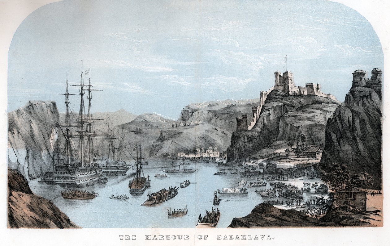 Havnen i Balaklava, Krim-krigen, c1854 c1860 av Unbekannt
