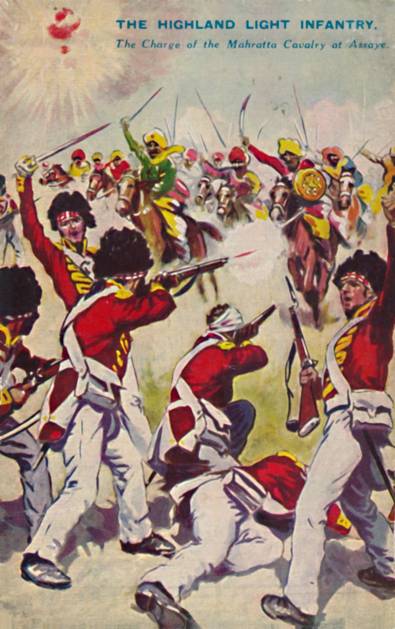 Highland Light Infantry. Anklagen for Mahratta-kavaleriet ved Assaye, 1803, 1939 av Unbekannt