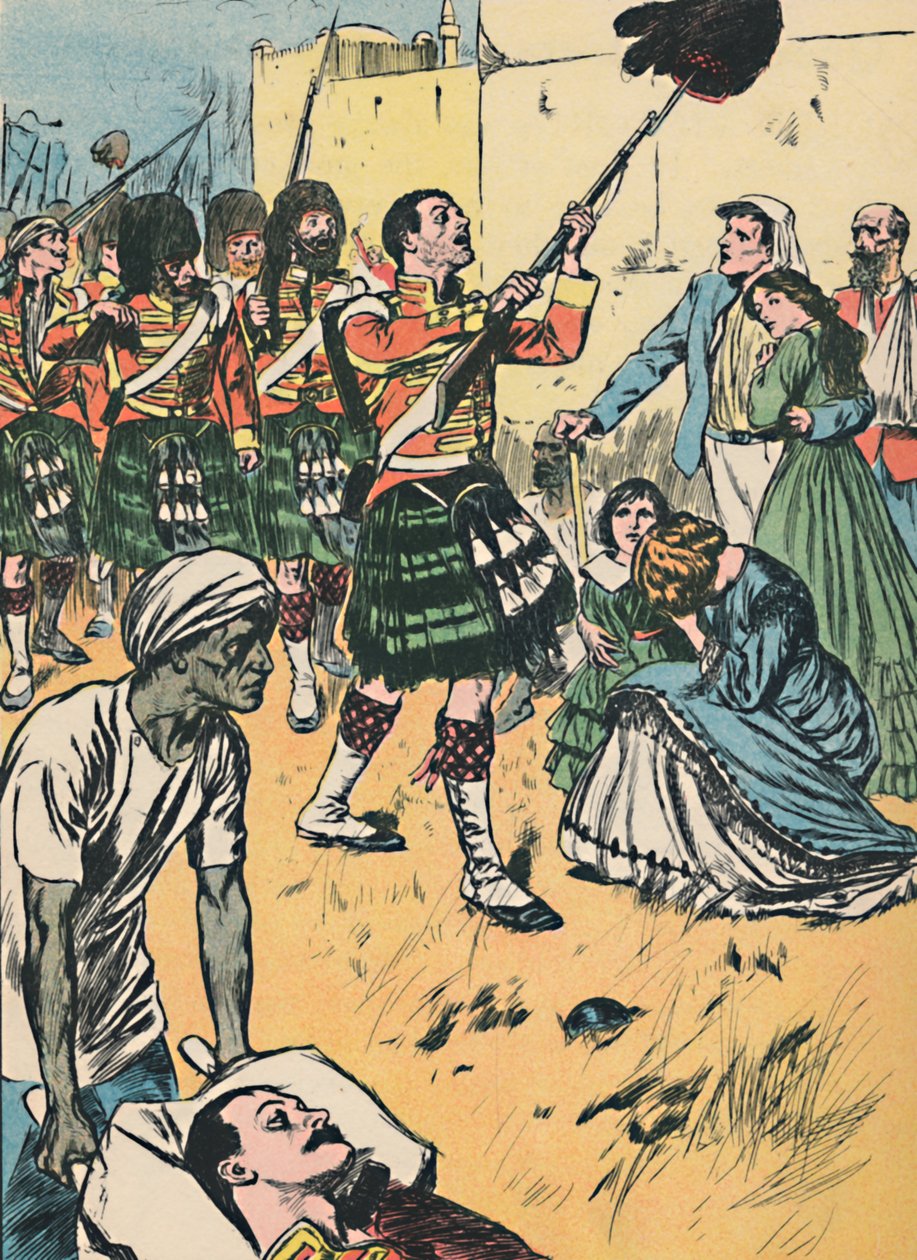 The Highlanders Entering Lucknow, c1907 av Unbekannt