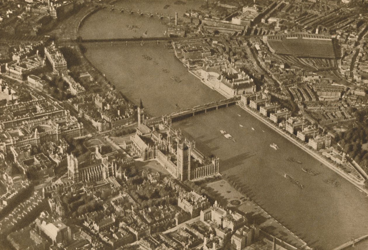 Den hellige øya Thorney med sitt eldgamle kloster slik det ser ut i dag, c1935. av Unbekannt