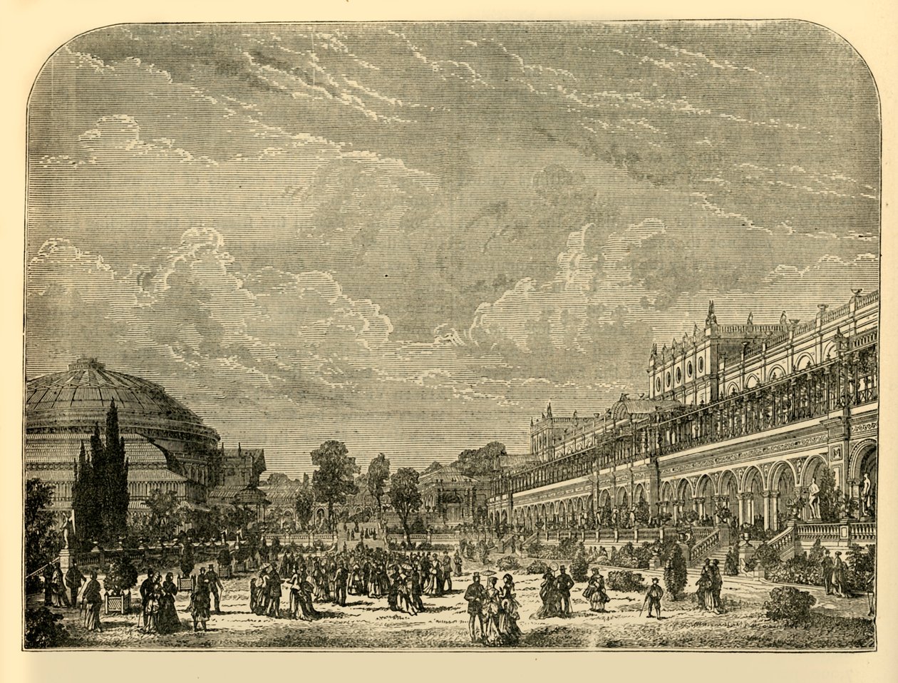 Hagebrukshagen og utstillingsbygningen, c1876. av Unbekannt