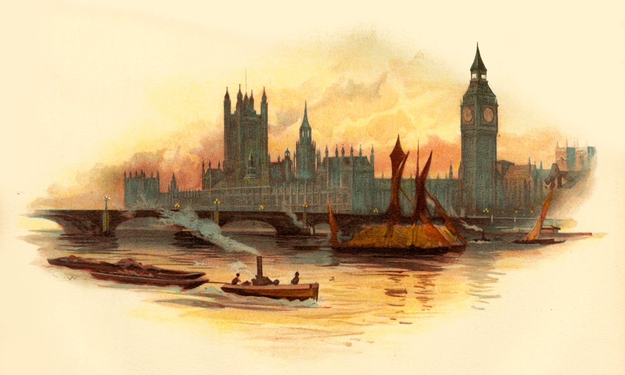 The Houses of Parliament, Westminster, London, c1890. av Unbekannt