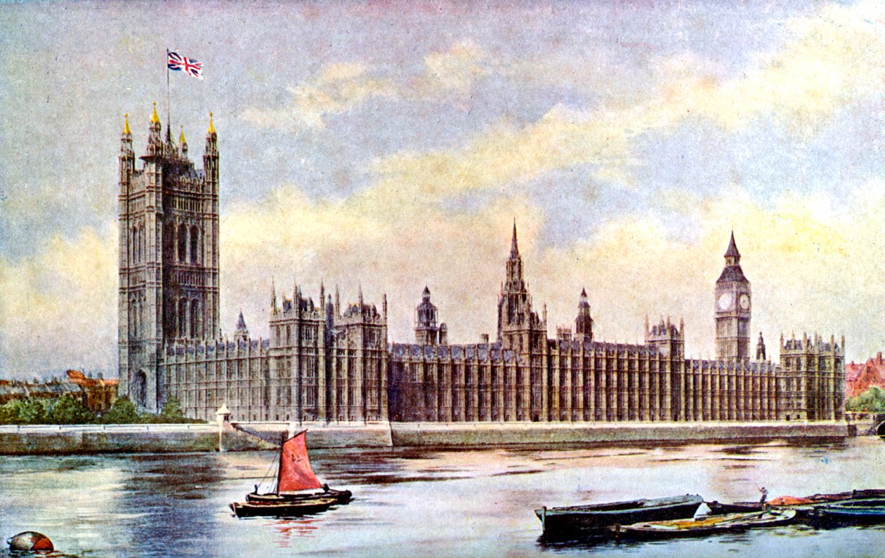 Houses of Parliament fra Lambeth Palace, Westminster, London, c1905 av Unbekannt