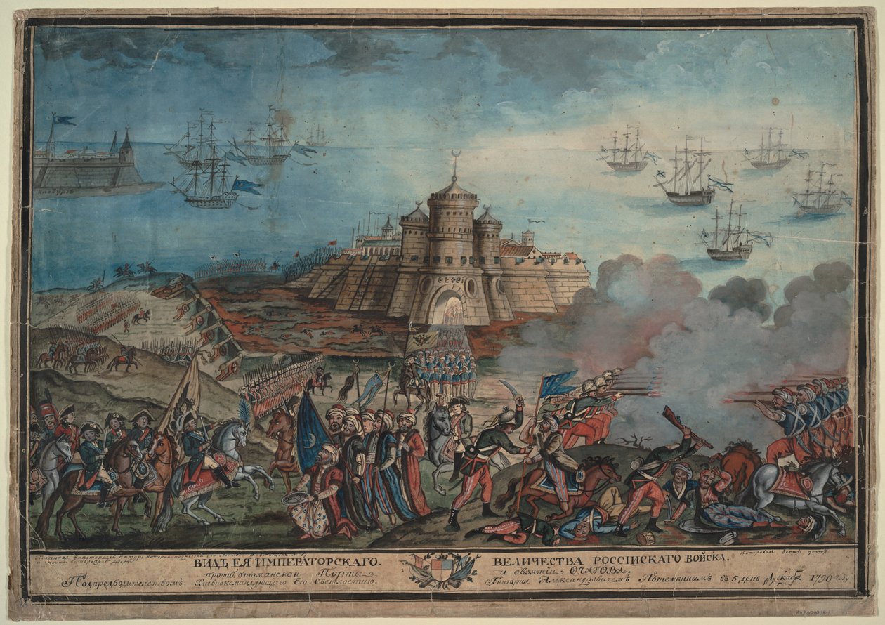 Den keiserlige russiske hæren før den tyrkiske havnen Ochakov, 1790 av Unbekannt