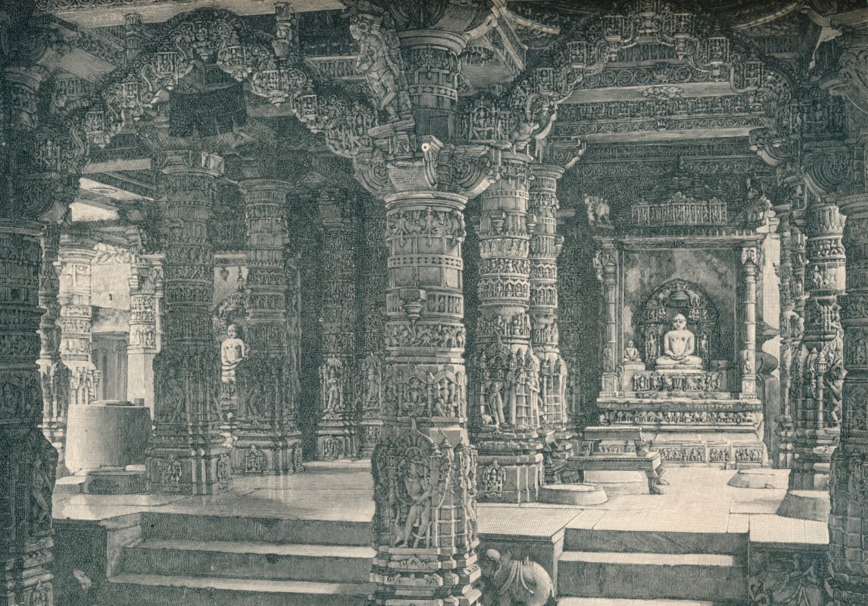 Interiøret til et Jain-tempel ved Abu-fjellet i Rajputana, c1903, 1904 av Unbekannt