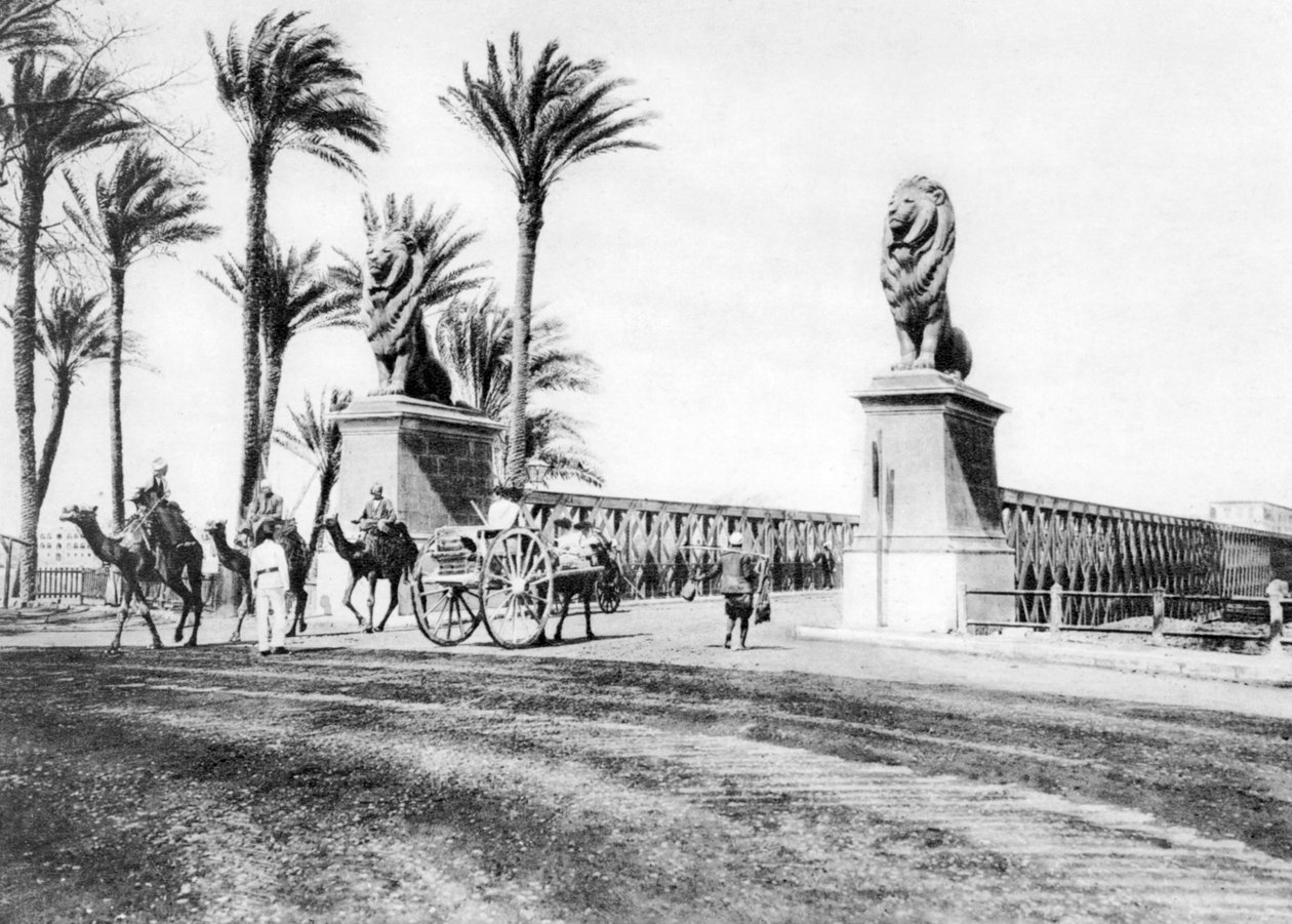 Kasr-El-Nilbroen, Kairo, Egypt, ca 1920-tallet av Unbekannt