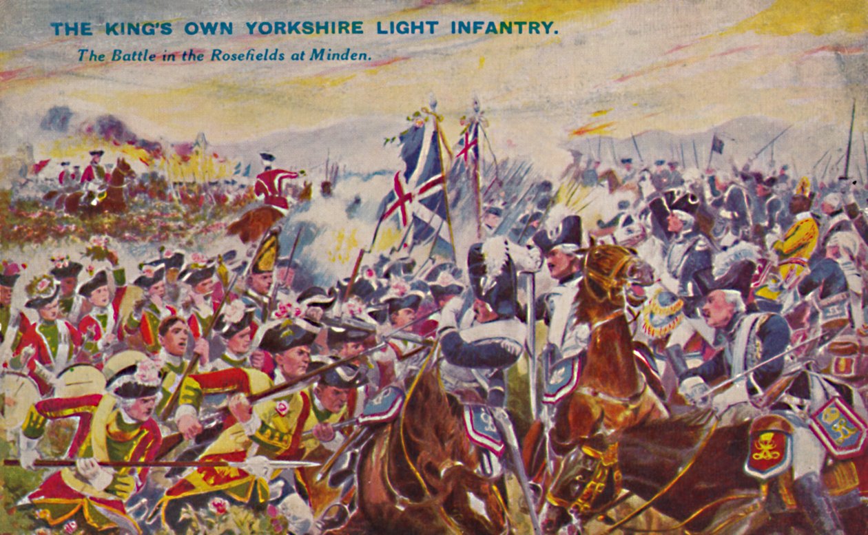 Kings Own Yorkshire Light Infantry. Slaget i rosemarkene ved Minden, 1759, 1939 av Unbekannt