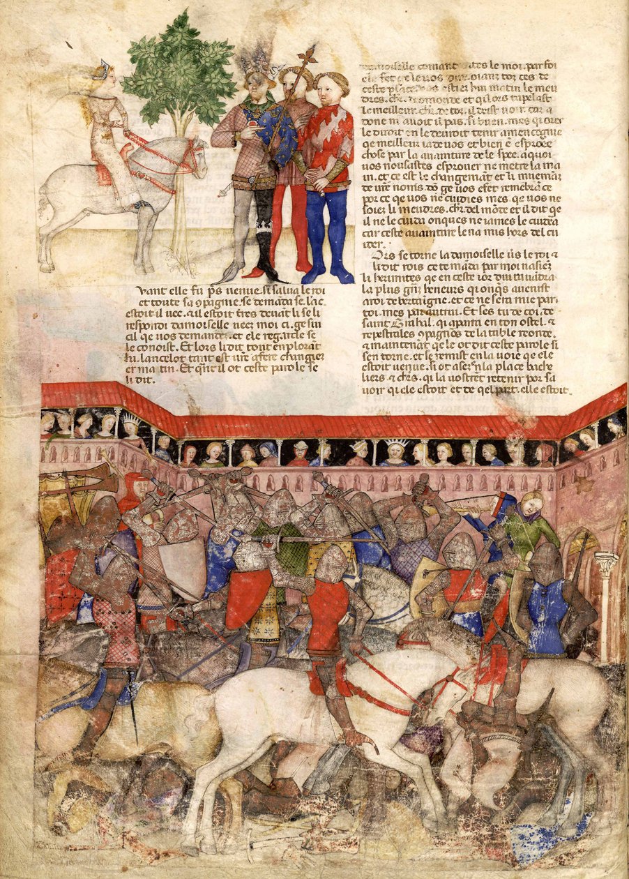 The Knights of the Round Miniature fra The Quest for the Holy Grail and the Death of Arthur, ca 1220 av Unbekannt