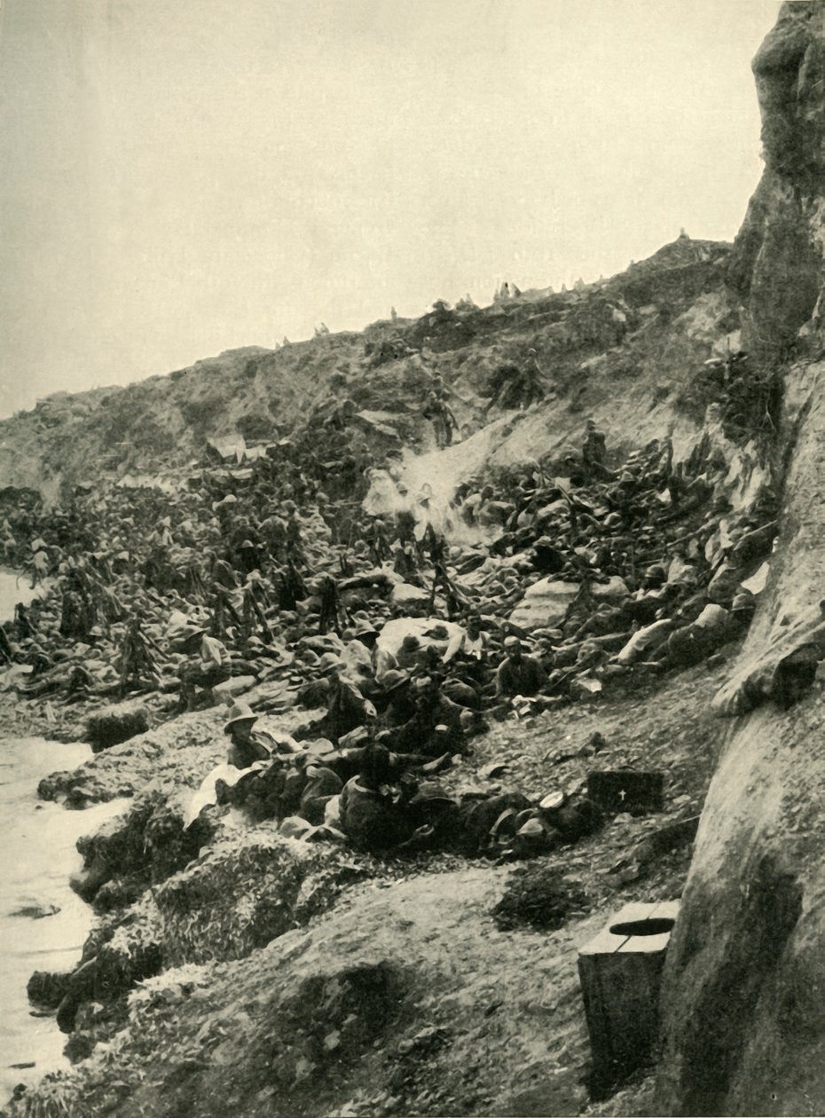 Landingen ved Suvla Bay, Gallipoli-halvøya, første verdenskrig, 1915, c1920. av Unbekannt