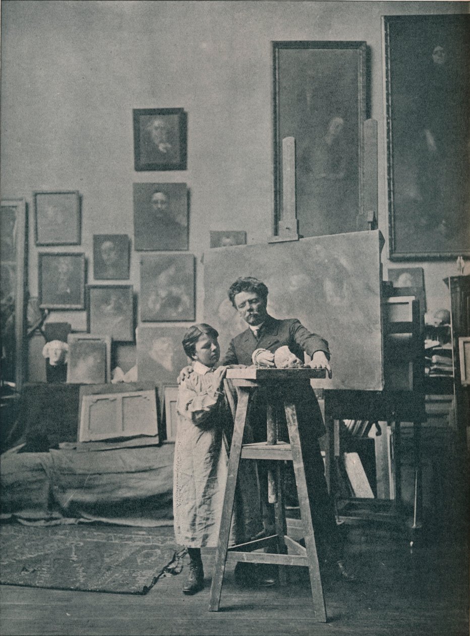 The Late Eugene Carriere i hans studio, c1870-1890, 1906 av Unbekannt