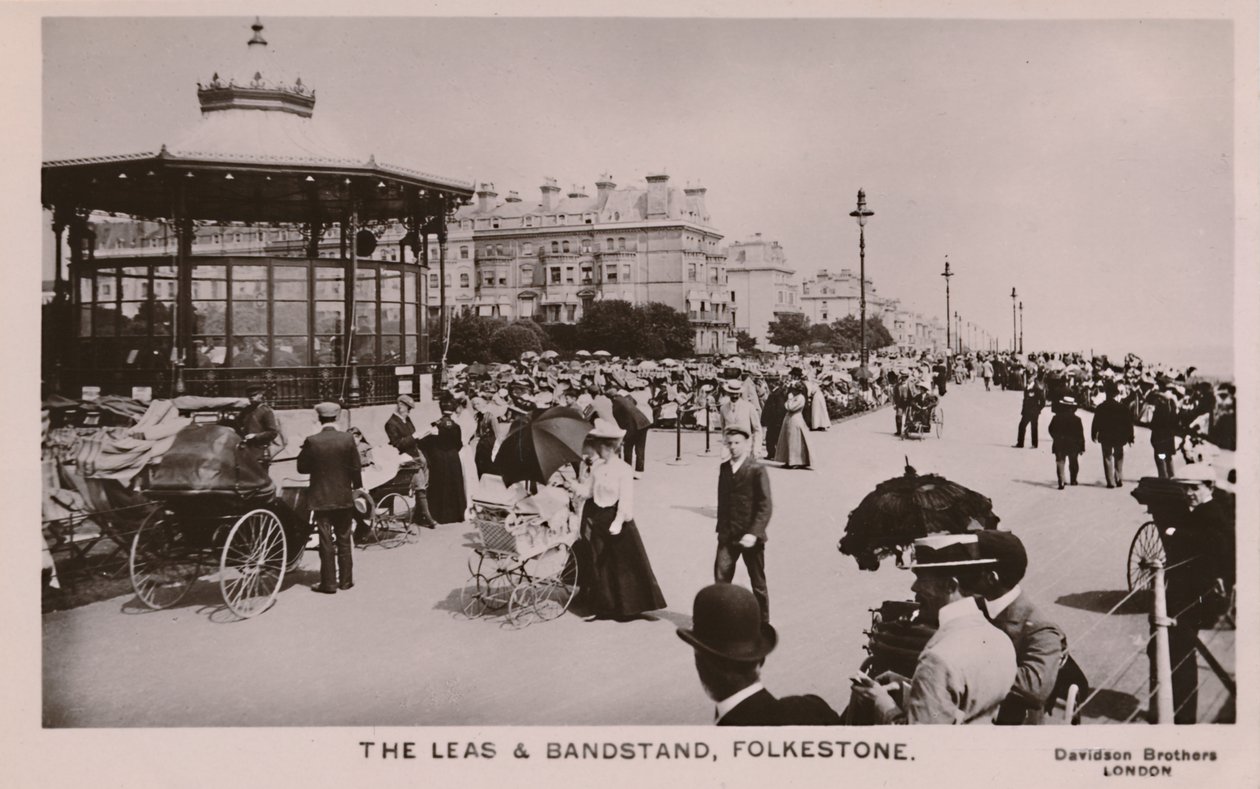 The Leas & Bandstand, Folkestone, slutten av 1800-begynnelsen av 1900-tallet av Unbekannt
