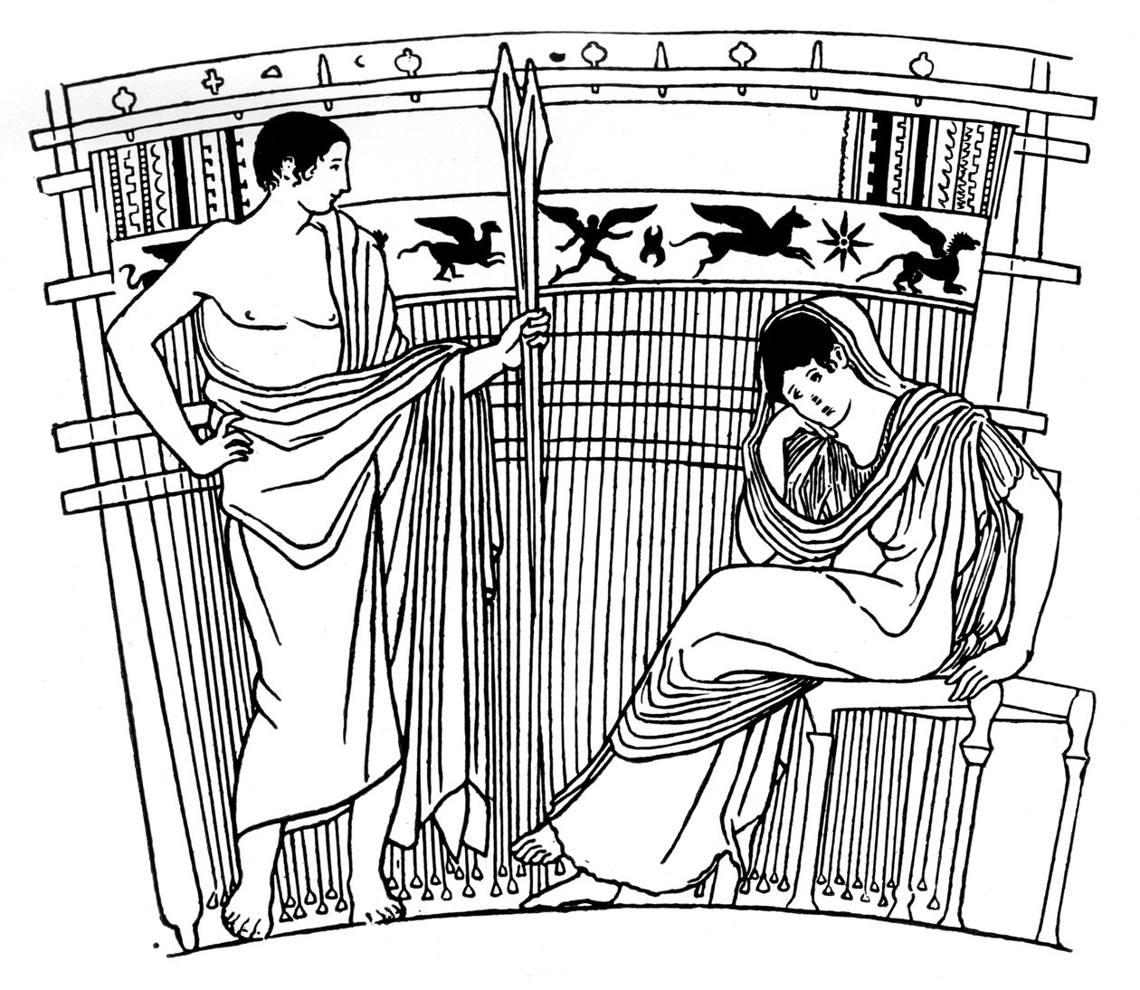 The Loom of Penelope, fra Chuisi-vasen, etruskisk, c400 f.Kr. 1930 av Unbekannt