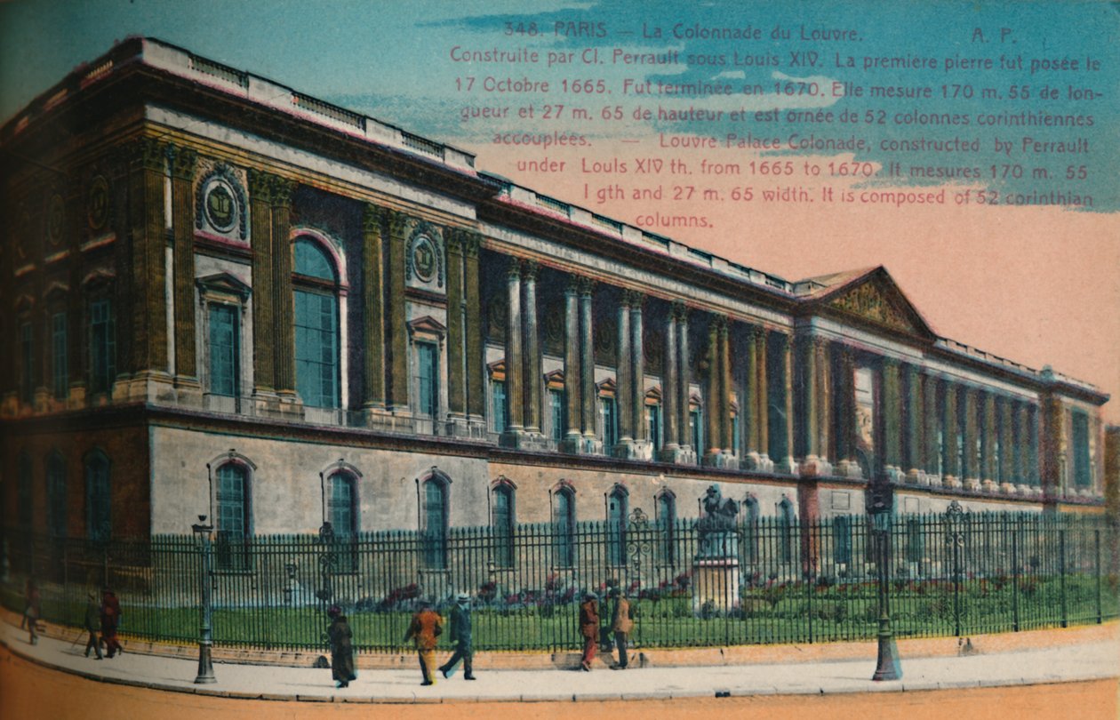 Louvre-palassets søylegang, Paris, c1920 av Unbekannt