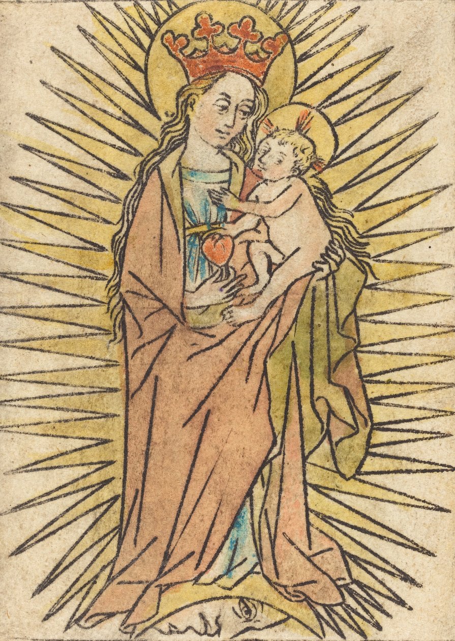 Madonnaen og barnet med en pære, ca. 14401460. av Unbekannt