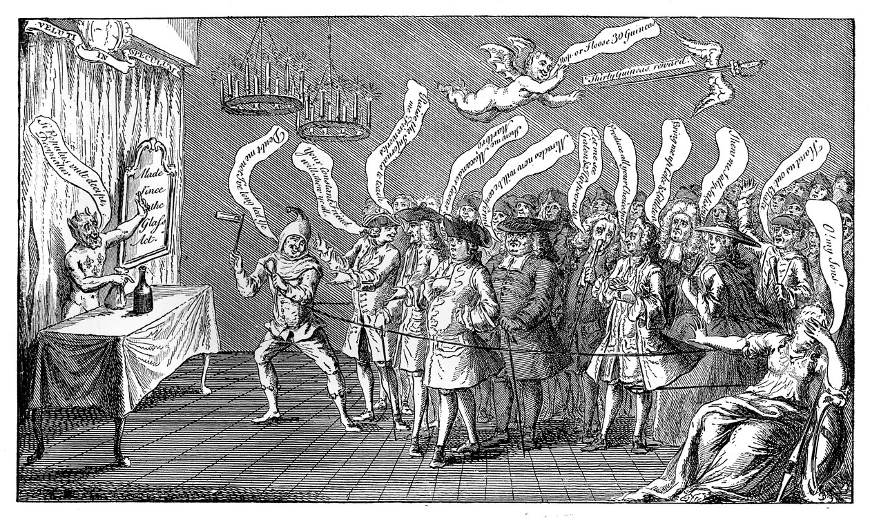 Magikeren eller flaskekokeren. Engelsk godtroenhet: eller, Yere all Bottled, 1749 av Unbekannt