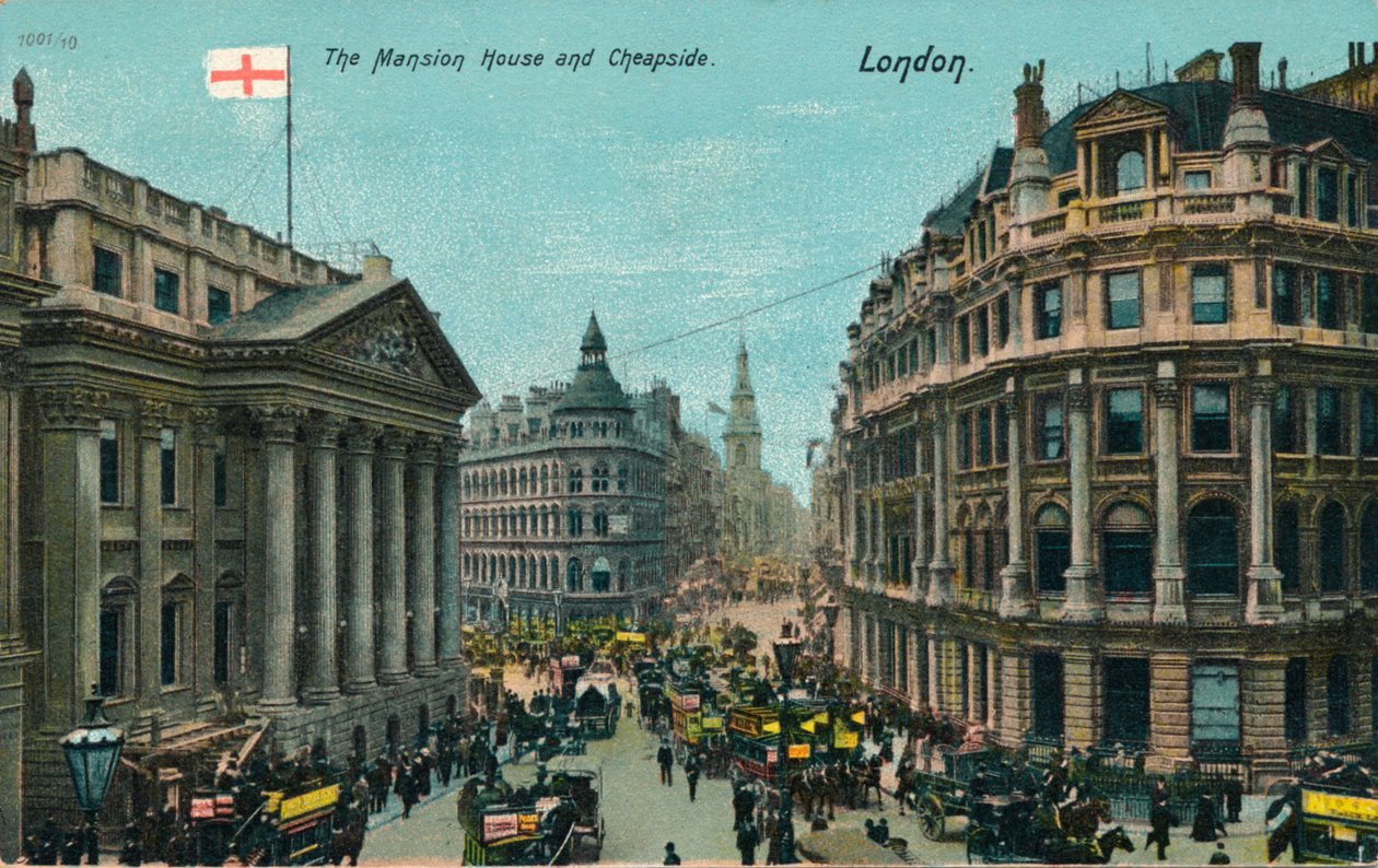The Mansion House and Cheapside, London, c1910 av Unbekannt
