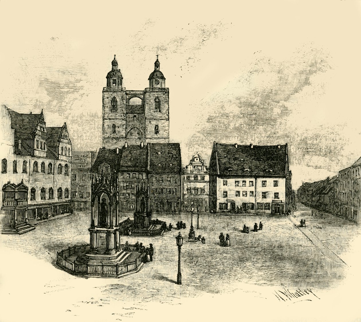 Markedsplassen, Wittenberg, 1890. av Unbekannt