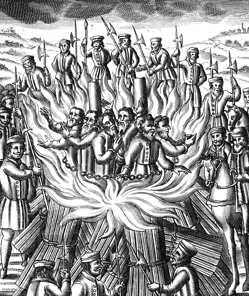 The Martyrdom of Six Men at Brainford, 1558 av Unbekannt