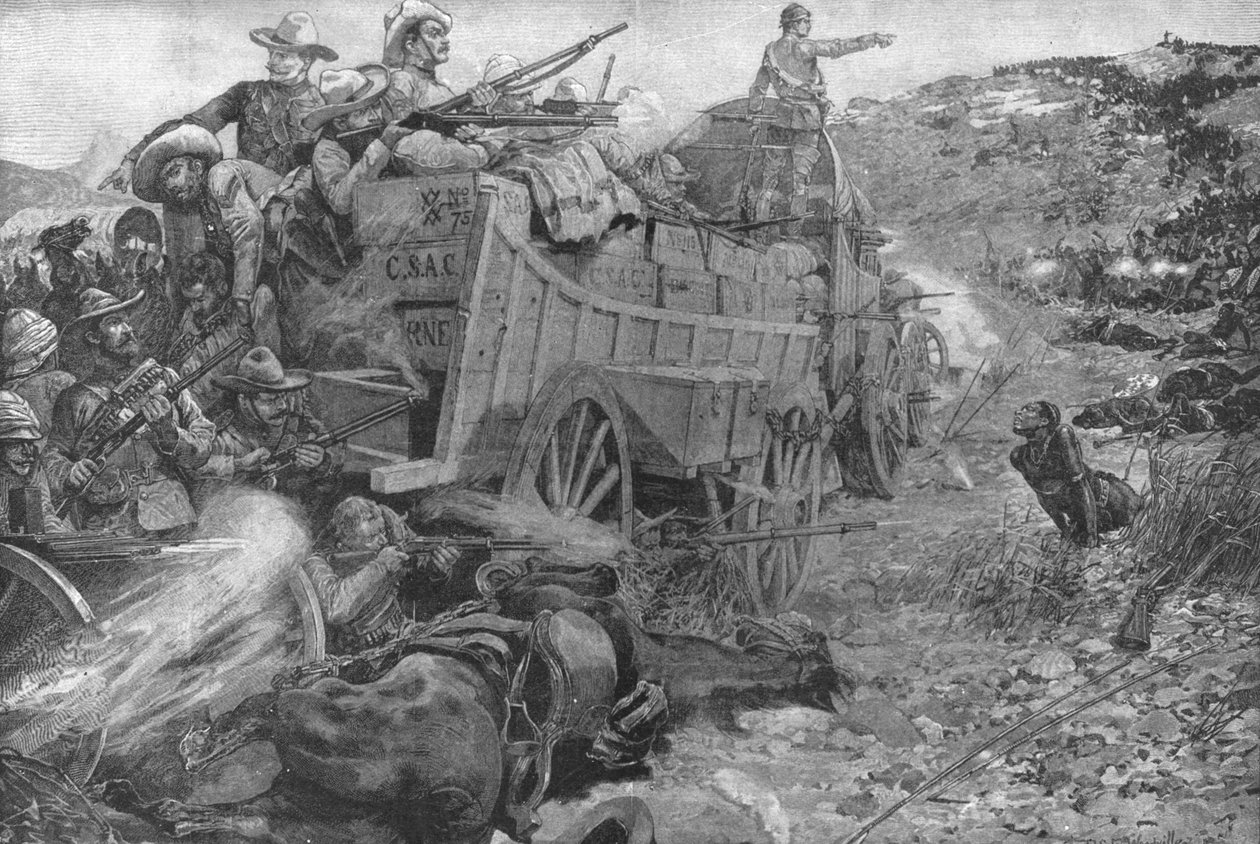 Matabele-krigen, 1893: Angrep på Laager of Wagons på Imbembezi-elven, 1. november 1901. av Unbekannt